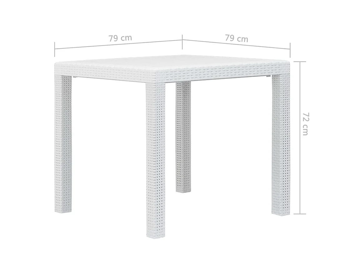 Table de jardin Blanc 79x79x72 Plastique Aspect de rotin