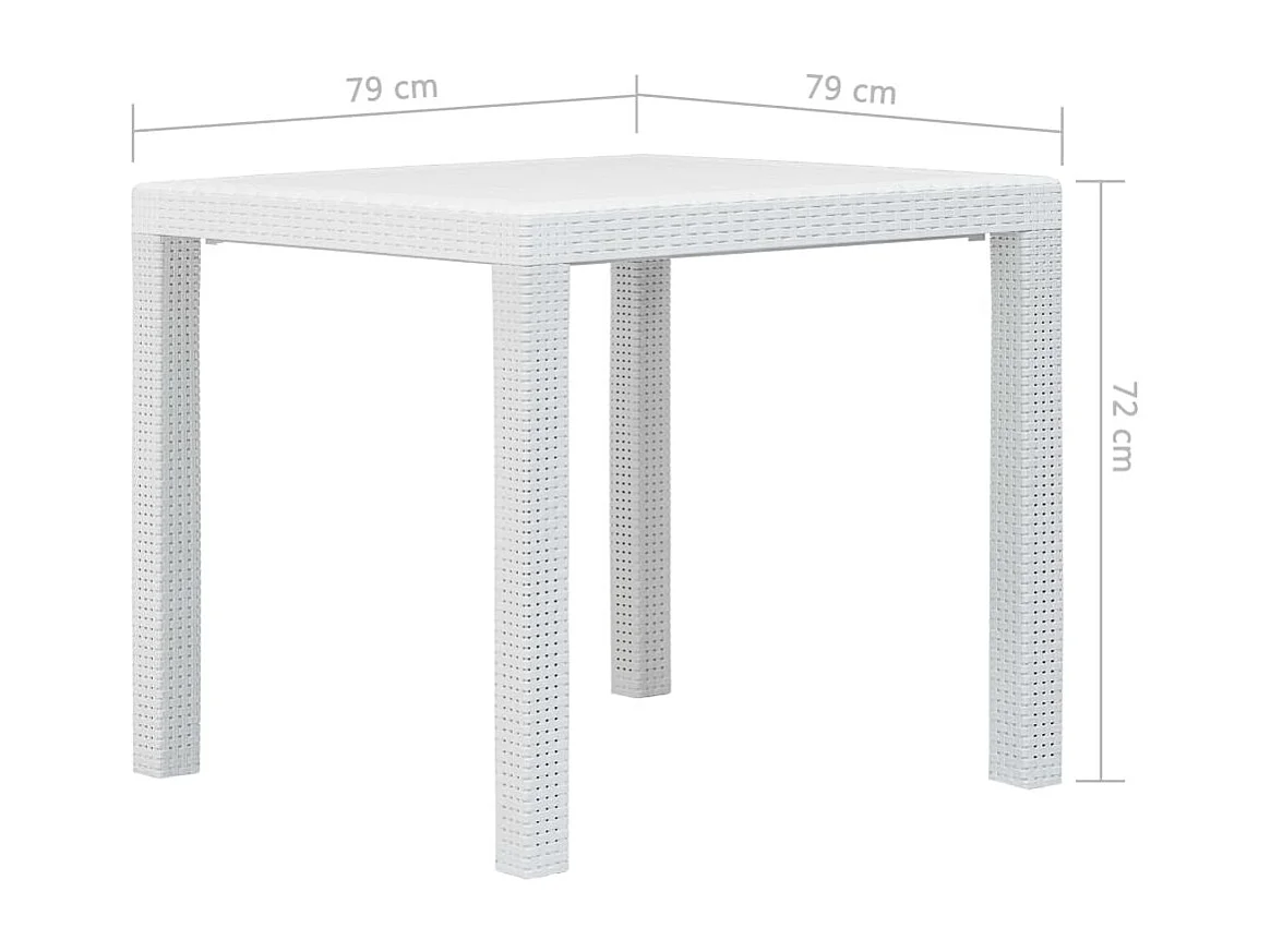 Table de jardin Blanc 79x79x72 Plastique Aspect de rotin