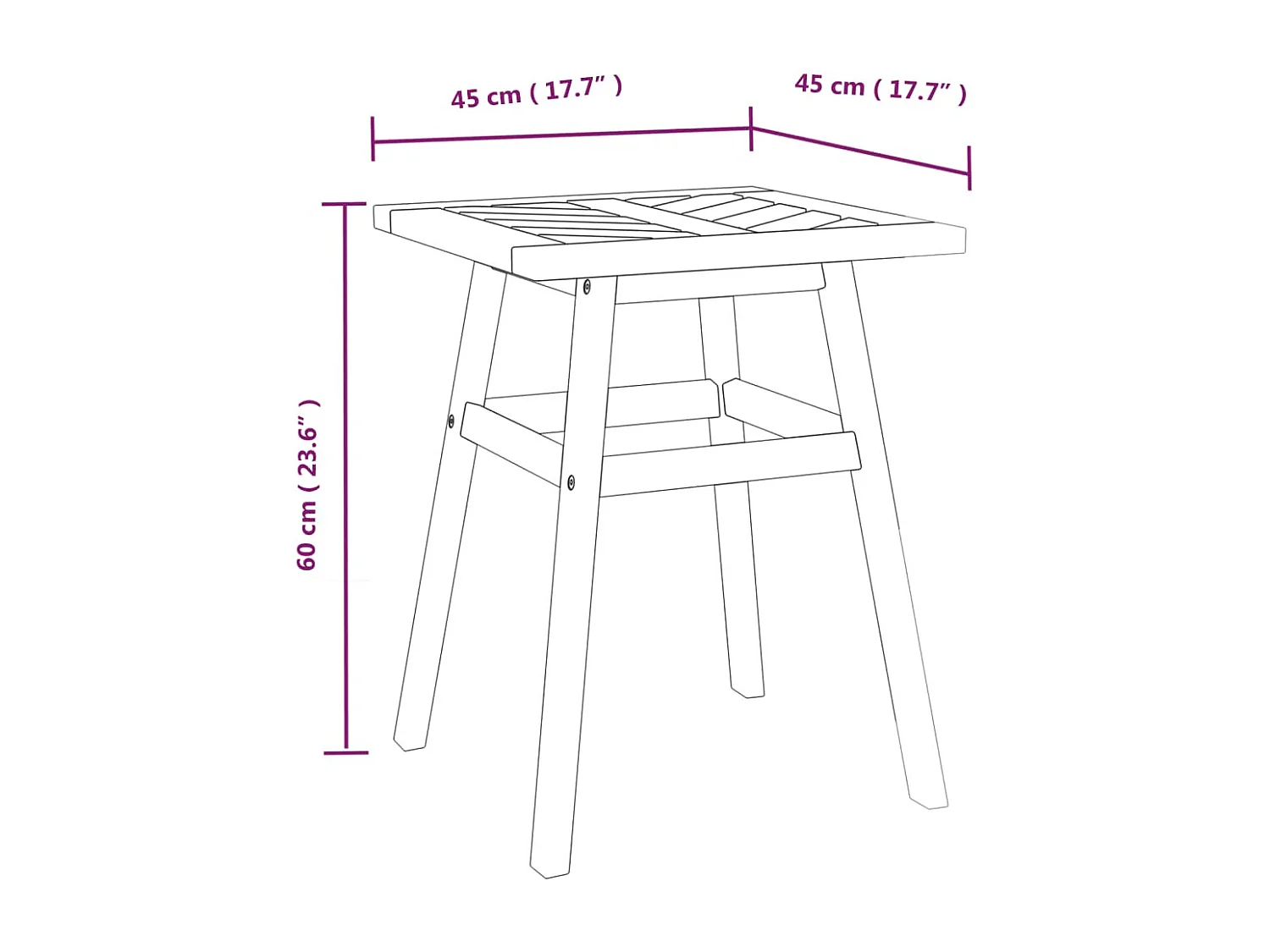 Table d'appoint 45x45x60 bois massif d'acacia