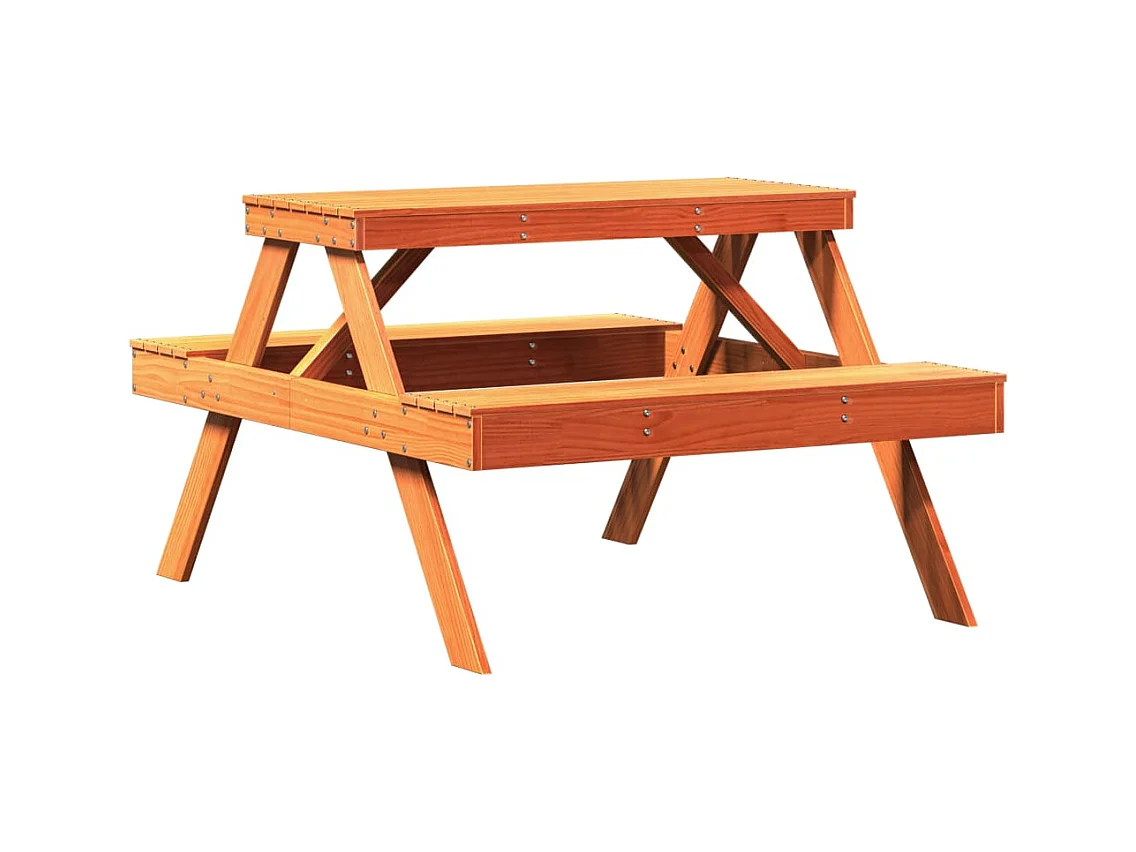 Table de pique-nique marron 105x134x75 bois massif pin