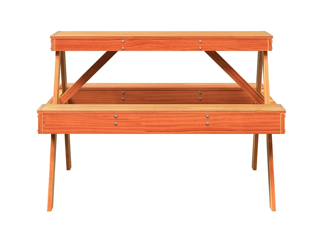Table de pique-nique marron 105x134x75 bois massif pin