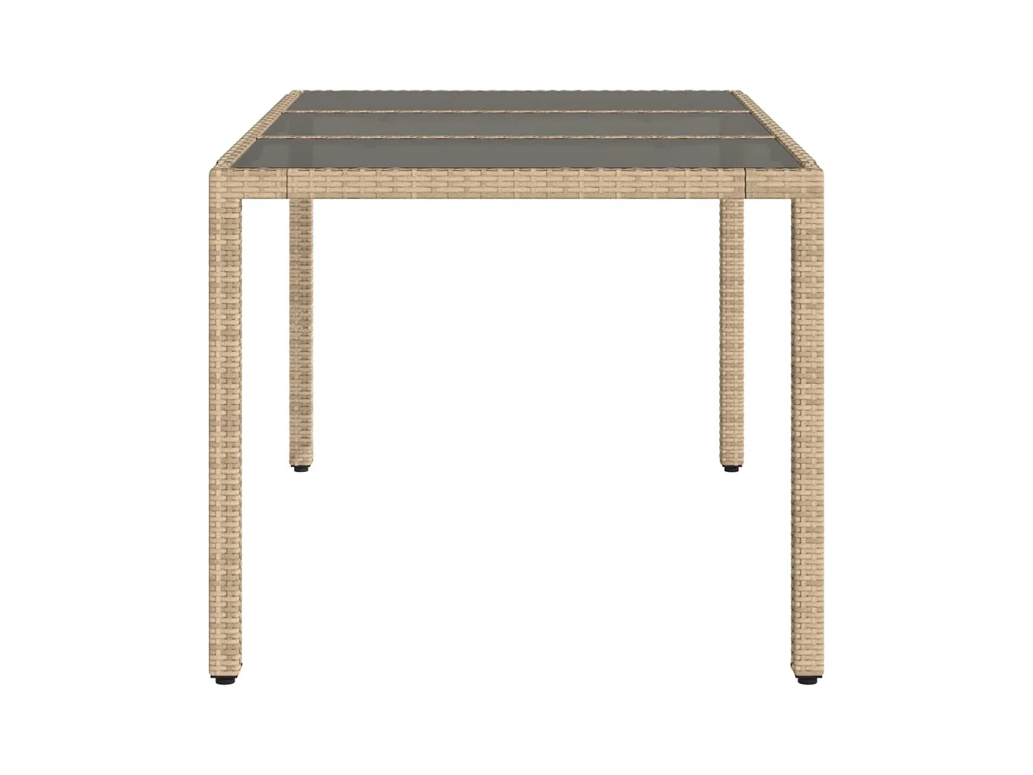 Table de jardin avec dessus en verre beige résine tressée