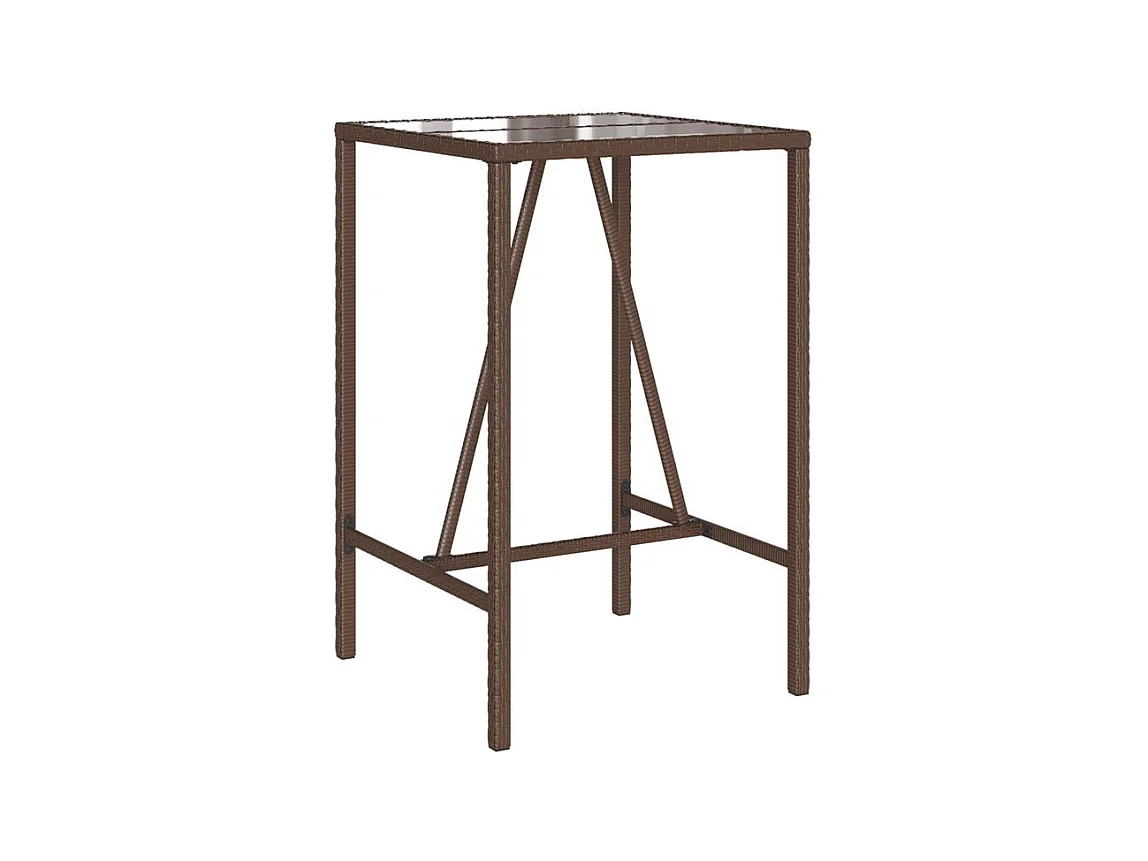 Table de bar d’extérieur marron 70x70x110 résine tressée