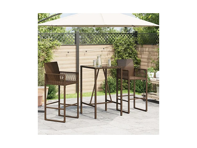 Table de bar d’extérieur marron 70x70x110 résine tressée