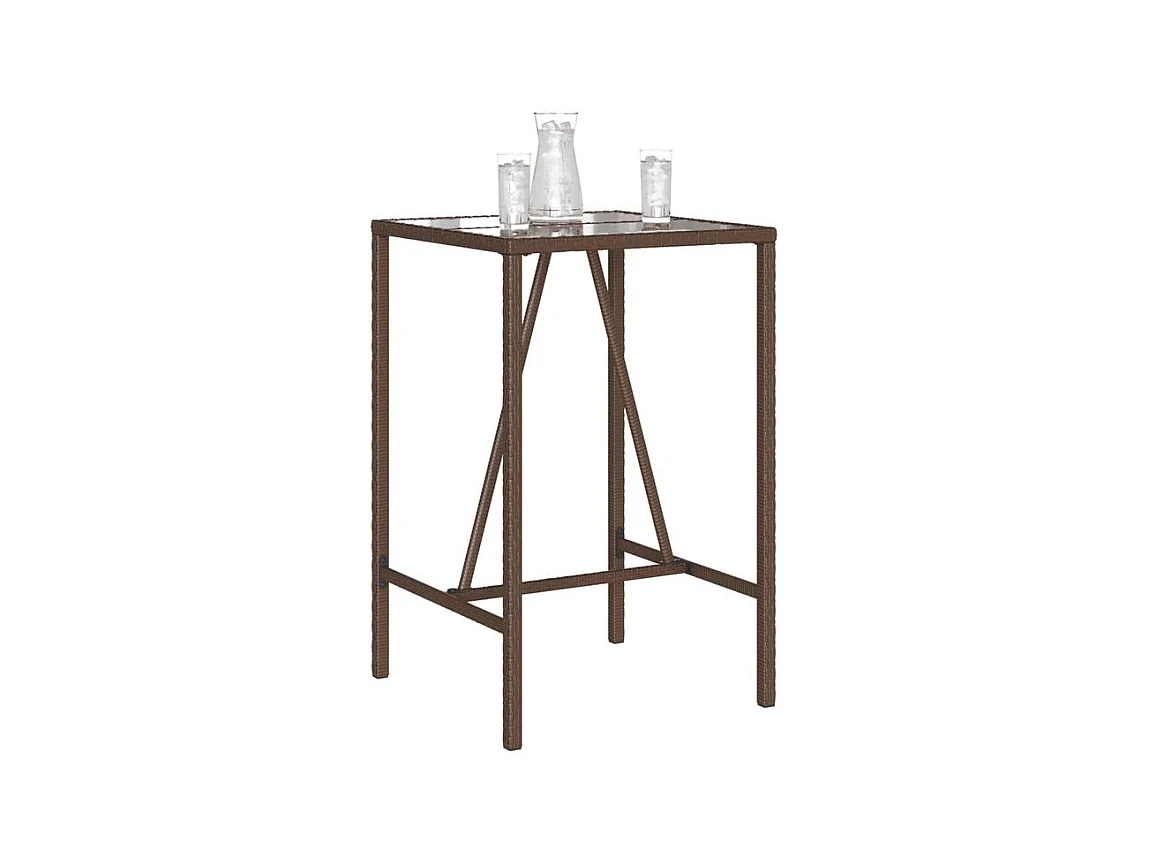 Table de bar d’extérieur marron 70x70x110 résine tressée