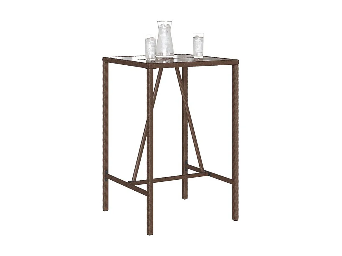 Table de bar d’extérieur marron 70x70x110 résine tressée