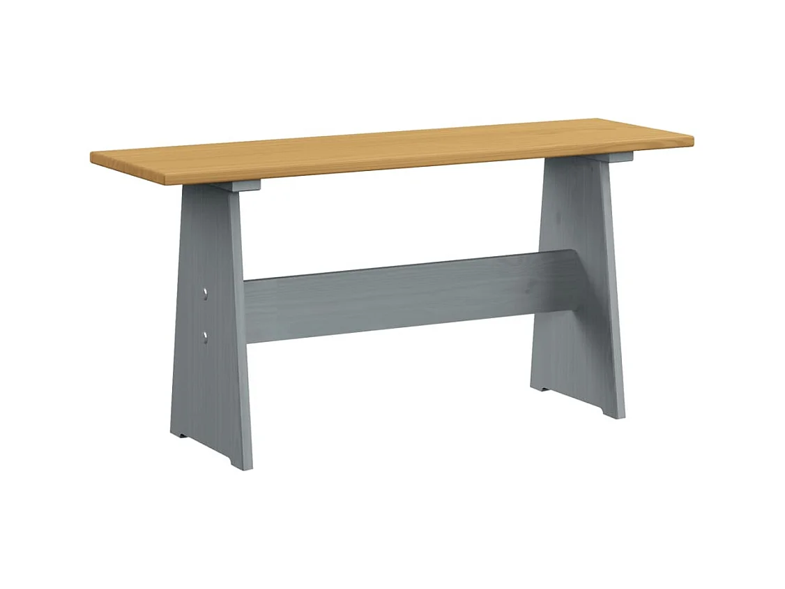 Table à manger avec banc Marron miel et gris Bois de pin solide