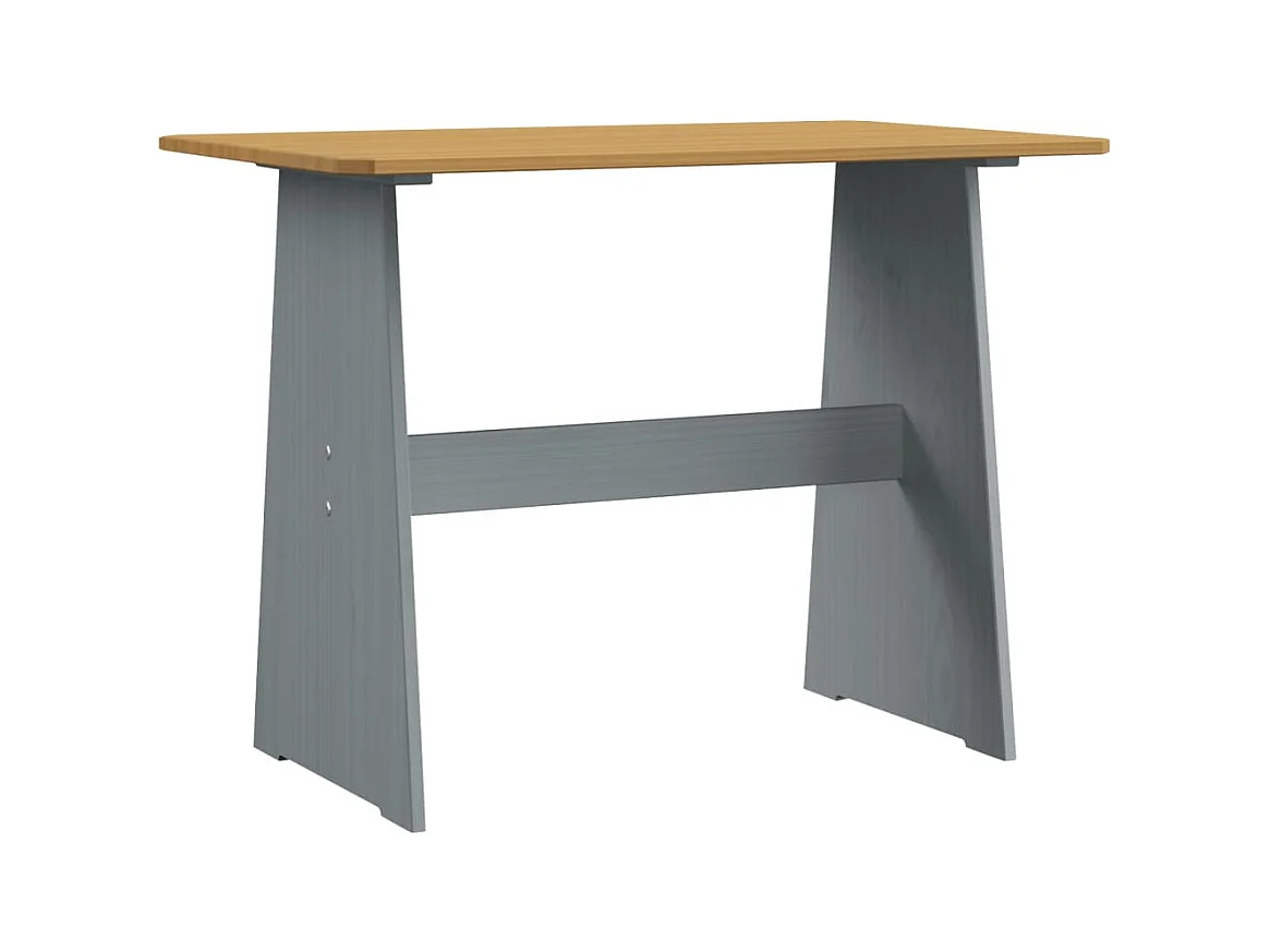 Table à manger avec banc Marron miel et gris Bois de pin solide