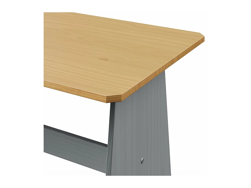 Table à manger avec banc Marron miel et gris Bois de pin solide