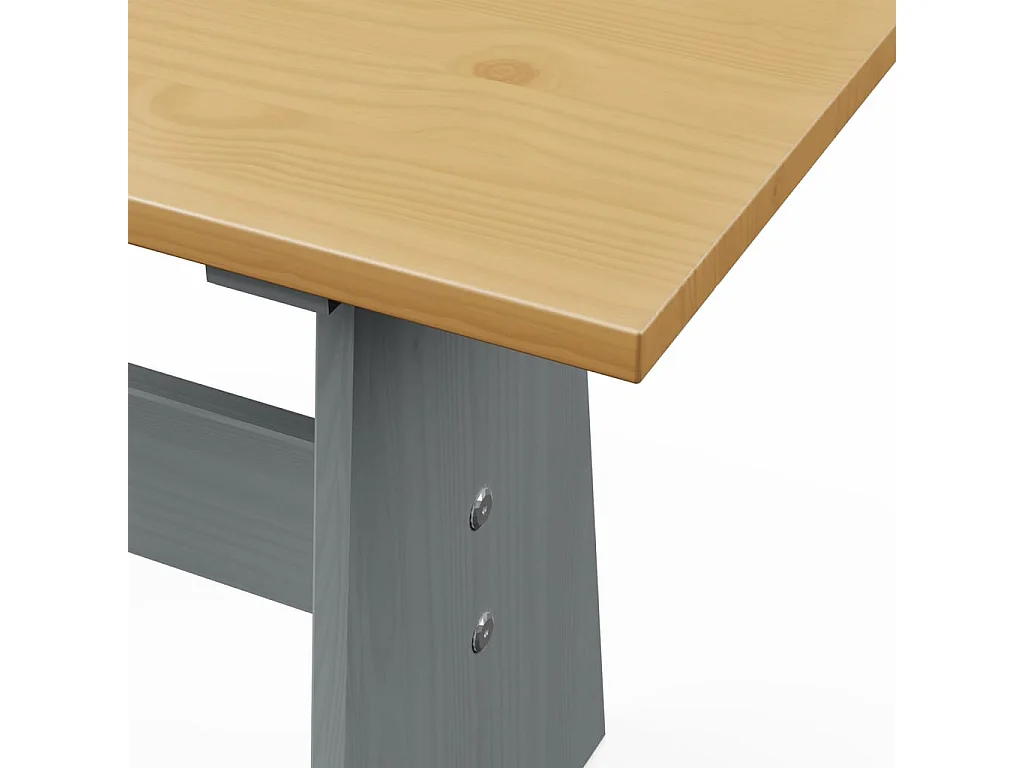 Table à manger avec banc Marron miel et gris Bois de pin solide