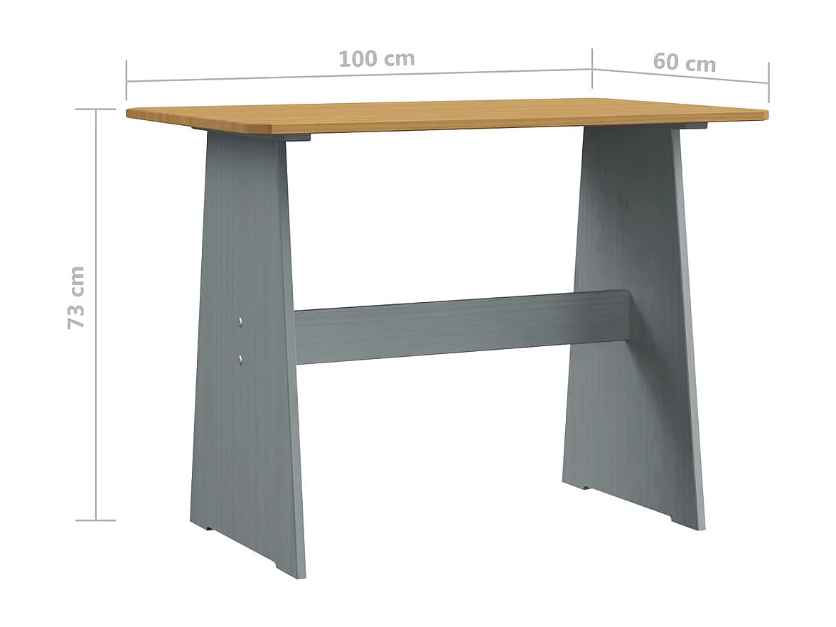 Table à manger avec banc Marron miel et gris Bois de pin solide