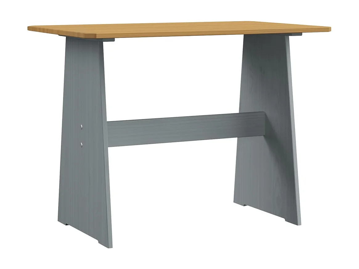 Table à manger avec banc Marron miel et gris Bois de pin solide