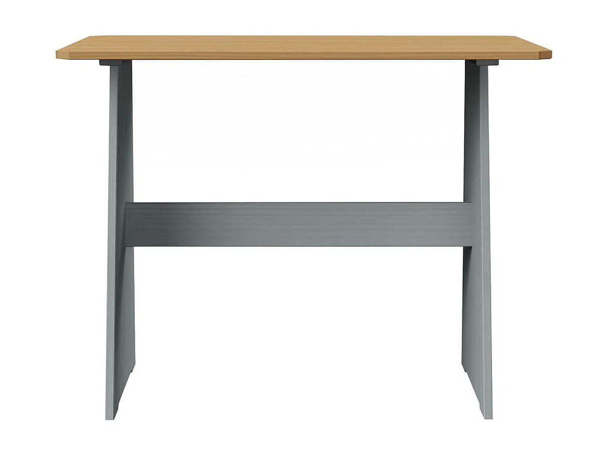 Table à manger avec banc Marron miel et gris Bois de pin solide