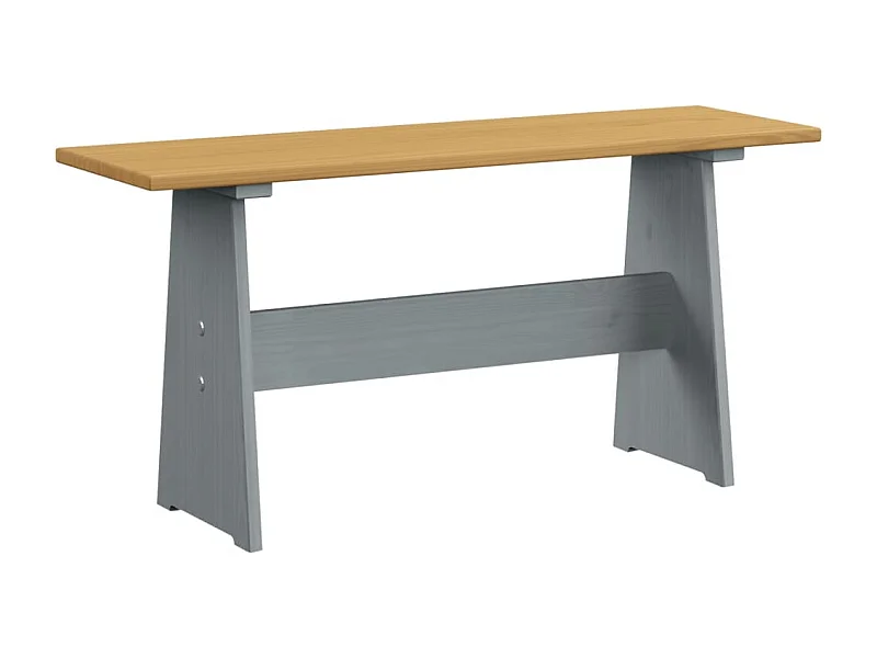 Table à manger avec banc Marron miel et gris Bois de pin solide