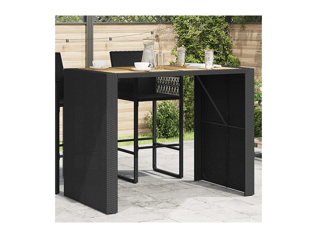 Table de jardin avec dessus en bois d'acacia noir 145x80x110