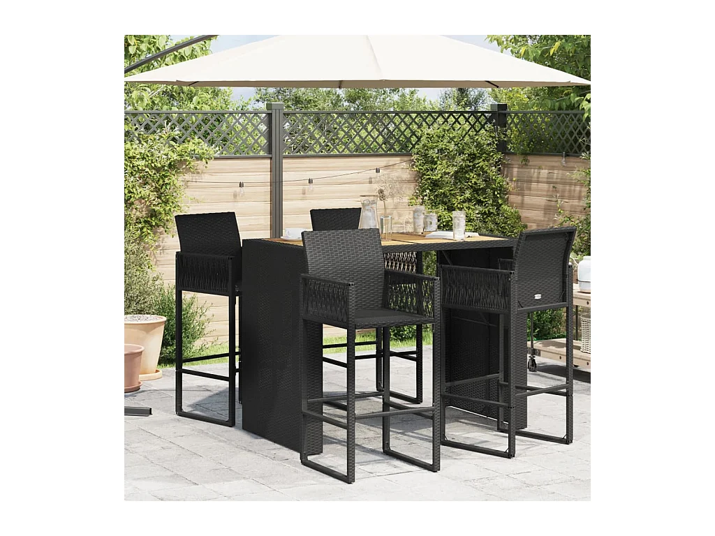 Table de jardin avec dessus en bois d'acacia noir 145x80x110