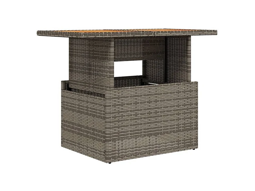 Table de jardin gris 100x55x73 résine tressée et bois acacia