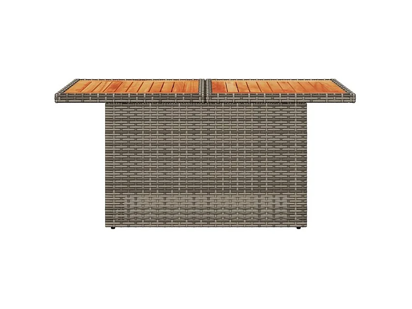 Table de jardin gris 100x55x73 résine tressée et bois acacia