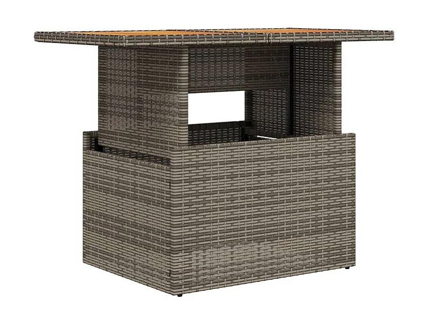 Table de jardin gris 100x55x73 résine tressée et bois acacia