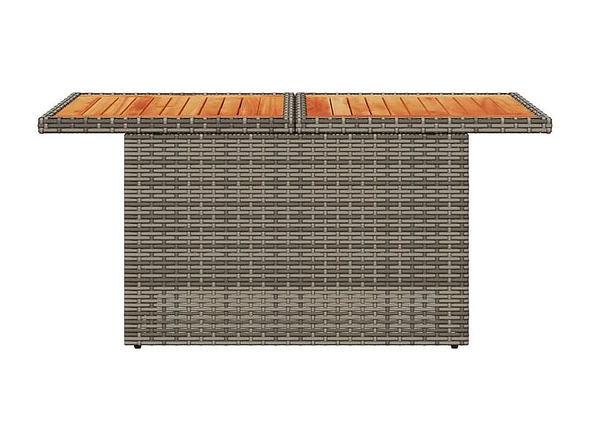 Table de jardin gris 100x55x73 résine tressée et bois acacia