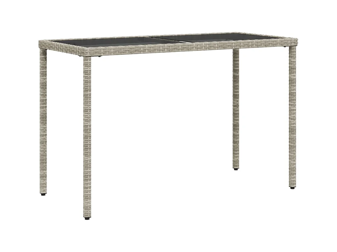 Table de jardin dessus en verre gris clair 115x54x74 rotin