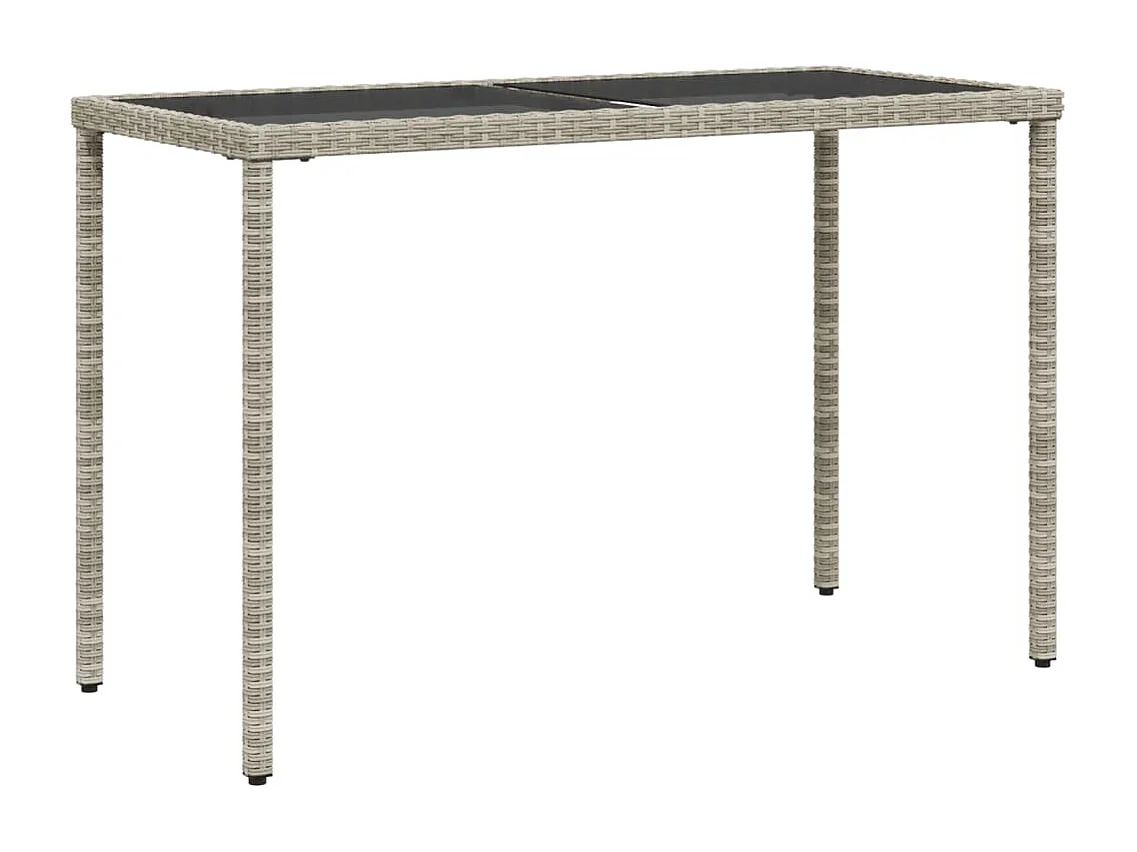 Table de jardin dessus en verre gris clair 115x54x74 rotin