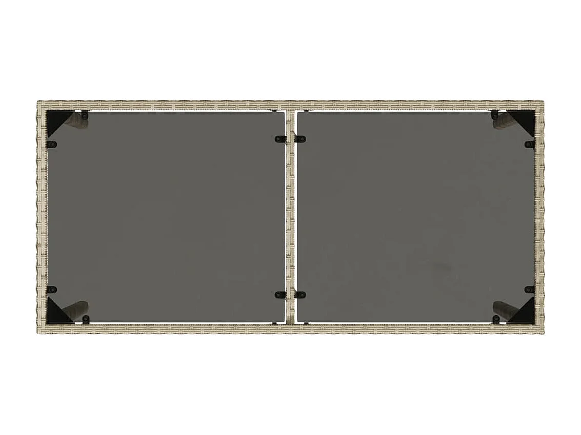 Table de jardin dessus en verre gris clair 115x54x74 rotin