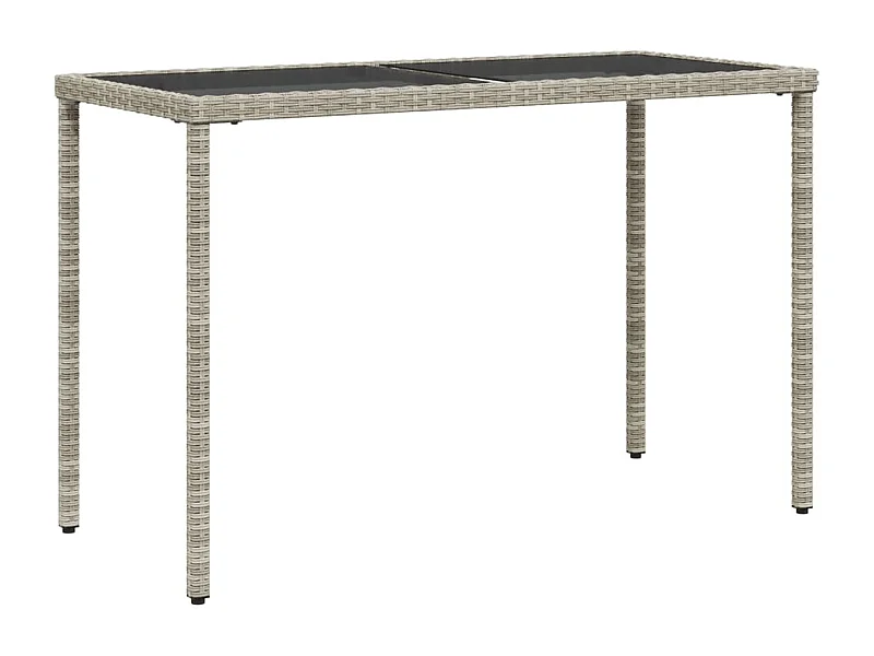 Table de jardin dessus en verre gris clair 115x54x74 rotin