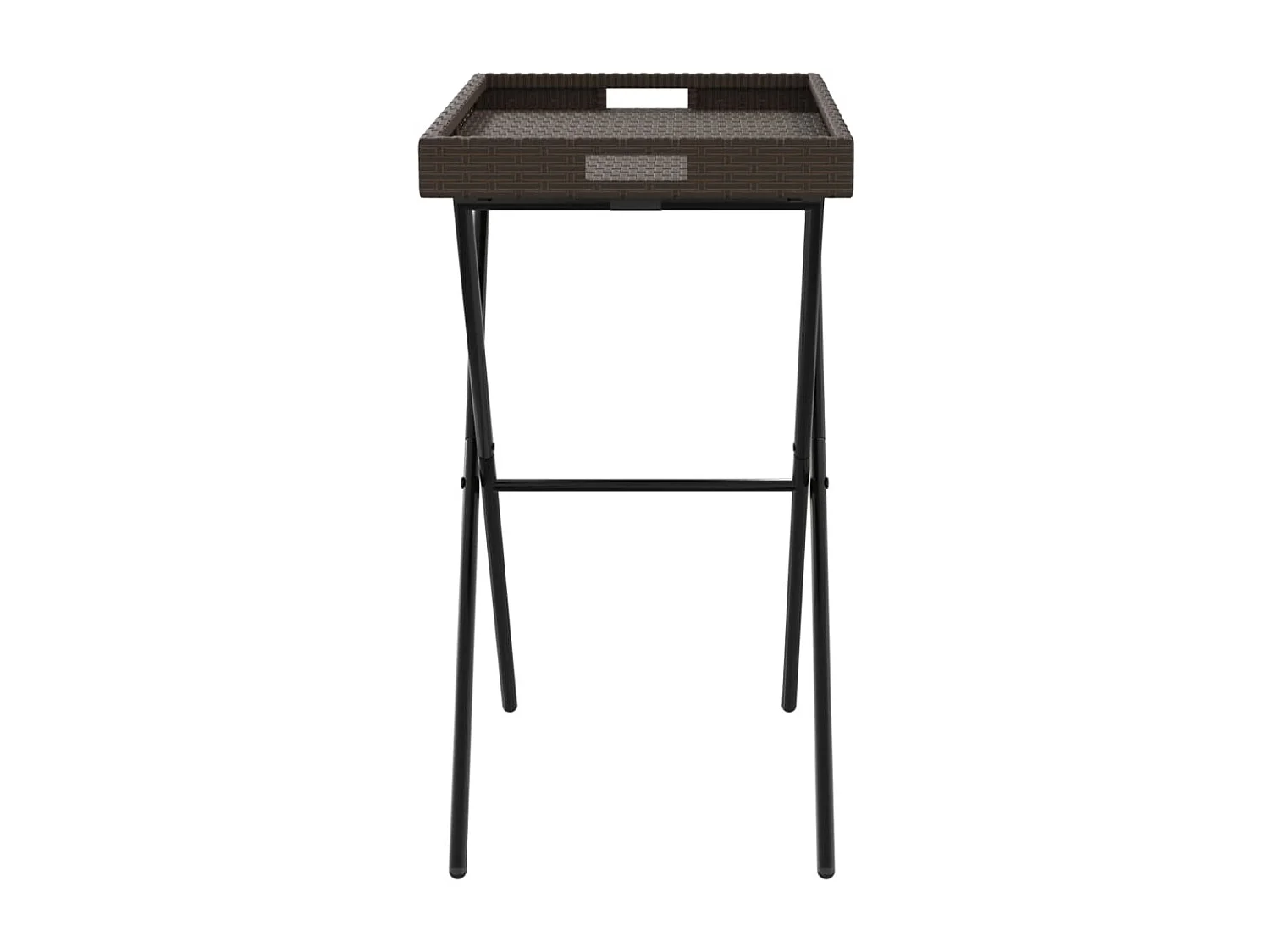 Table à plateau pliable marron 65x40x75 résine tressée