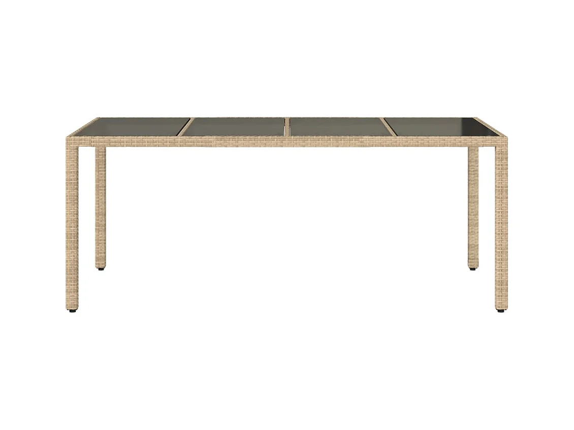 Table de jardin avec dessus en verre beige résine tressée