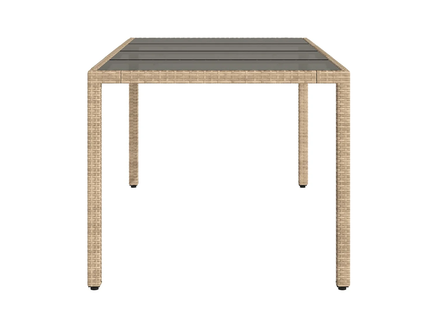 Table de jardin avec dessus en verre beige résine tressée