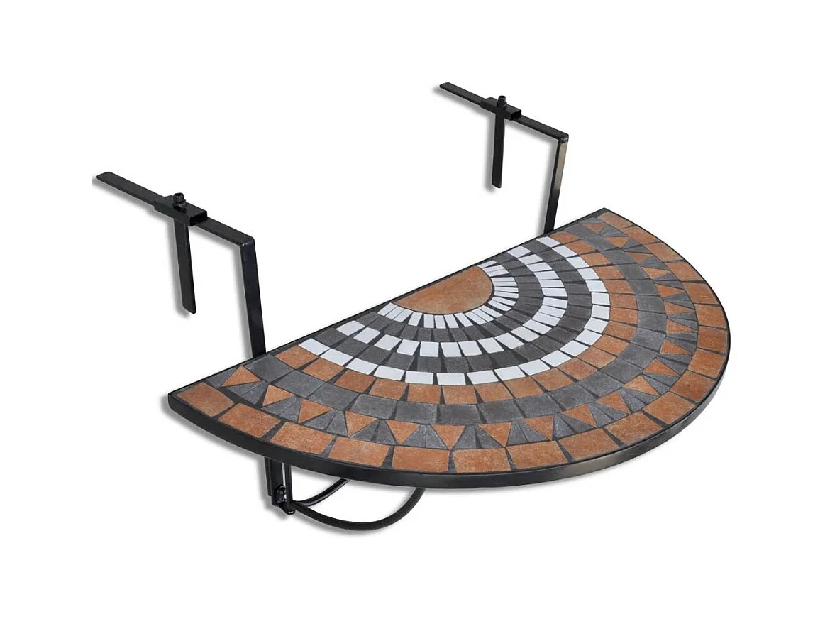 Table suspendue de balcon Terre cuite et blanc Mosaïque