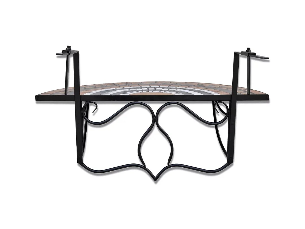 Table suspendue de balcon Terre cuite et blanc Mosaïque