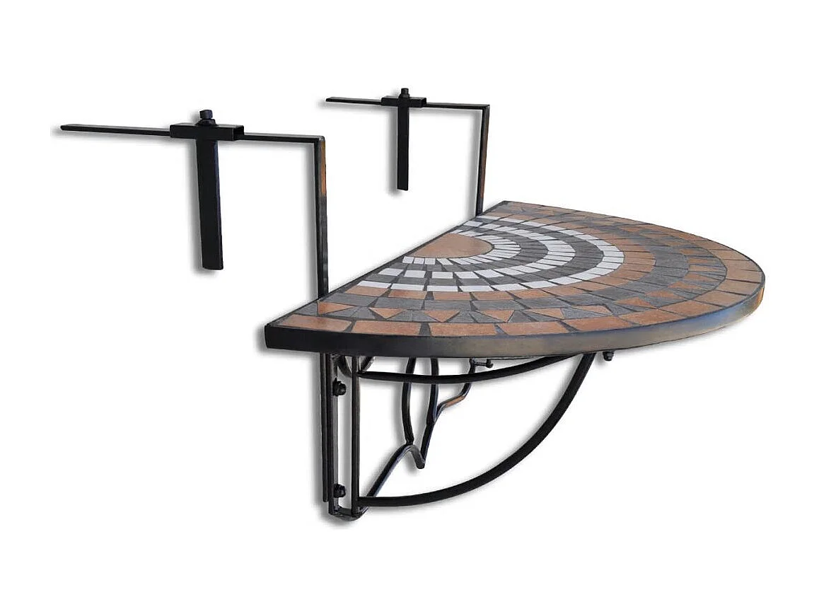 Table suspendue de balcon Terre cuite et blanc Mosaïque