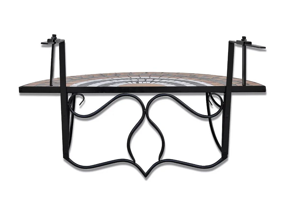 Table suspendue de balcon Terre cuite et blanc Mosaïque