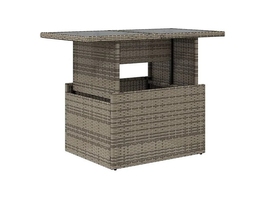 Table de jardin dessus en verre gris 100x55x73 résine tressée