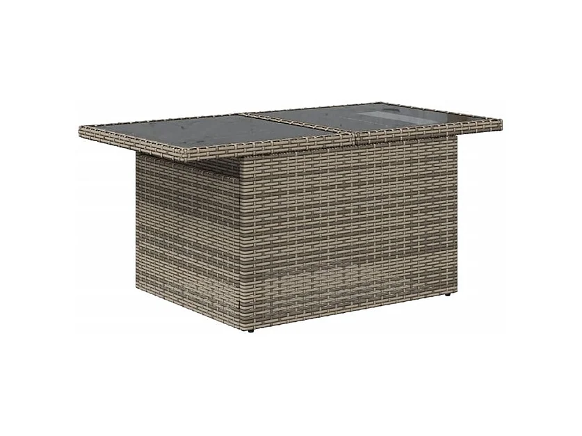 Table de jardin dessus en verre gris 100x55x73 résine tressée