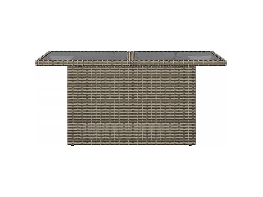 Table de jardin dessus en verre gris 100x55x73 résine tressée