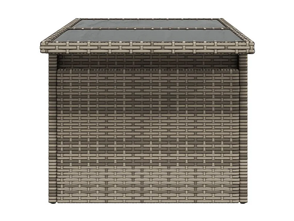 Table de jardin dessus en verre gris 100x55x73 résine tressée