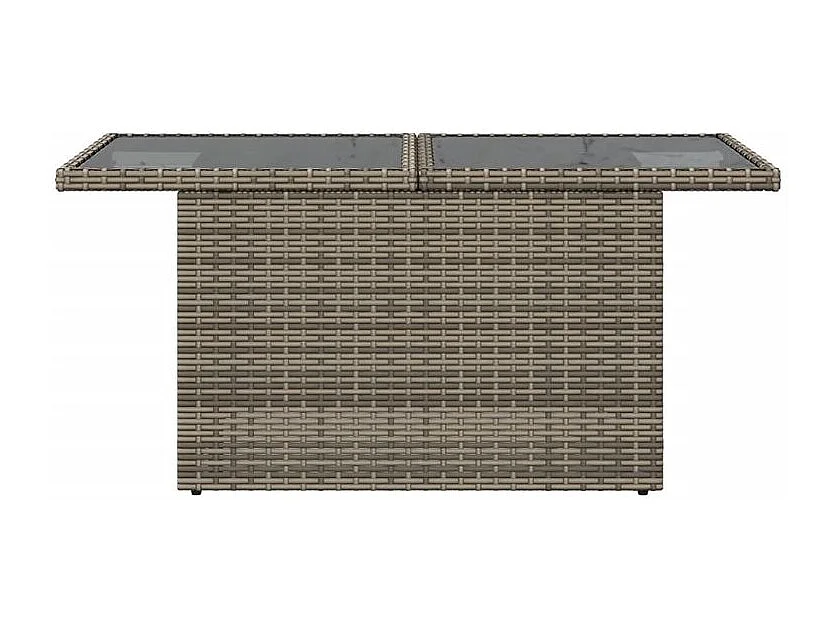 Table de jardin dessus en verre gris 100x55x73 résine tressée