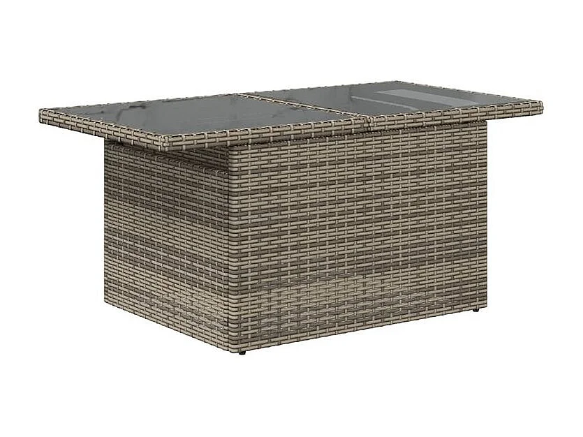 Table de jardin dessus en verre gris 100x55x73 résine tressée