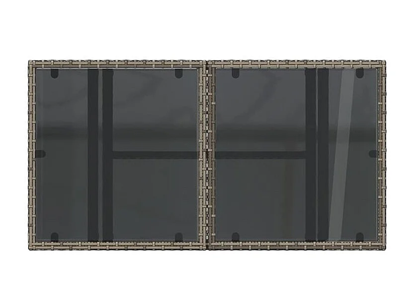 Table de jardin dessus en verre gris 100x55x73 résine tressée