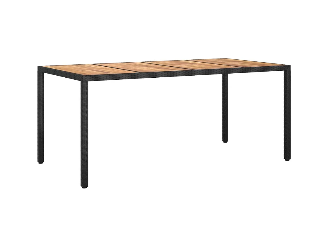 Table de jardin 190x90x75 Résine tressée et bois acacia Noir