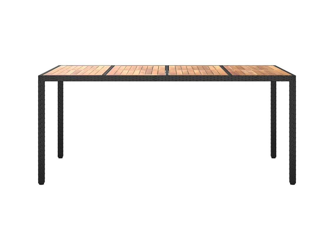 Table de jardin 190x90x75 Résine tressée et bois acacia Noir