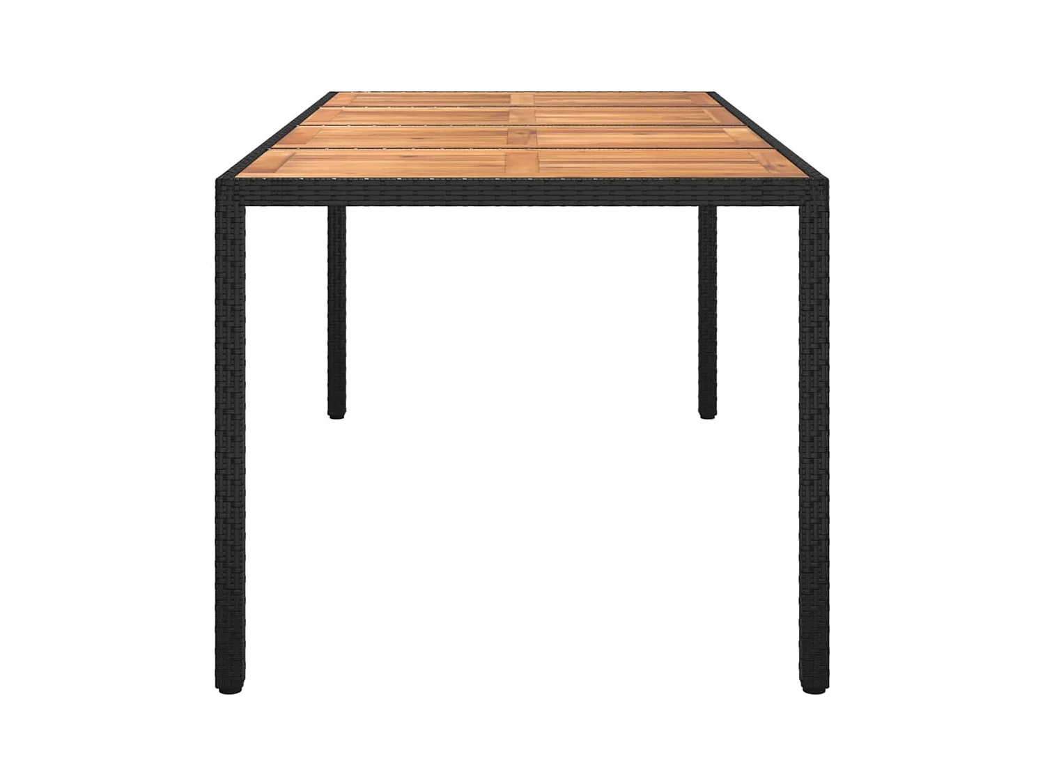 Table de jardin 190x90x75 Résine tressée et bois acacia Noir