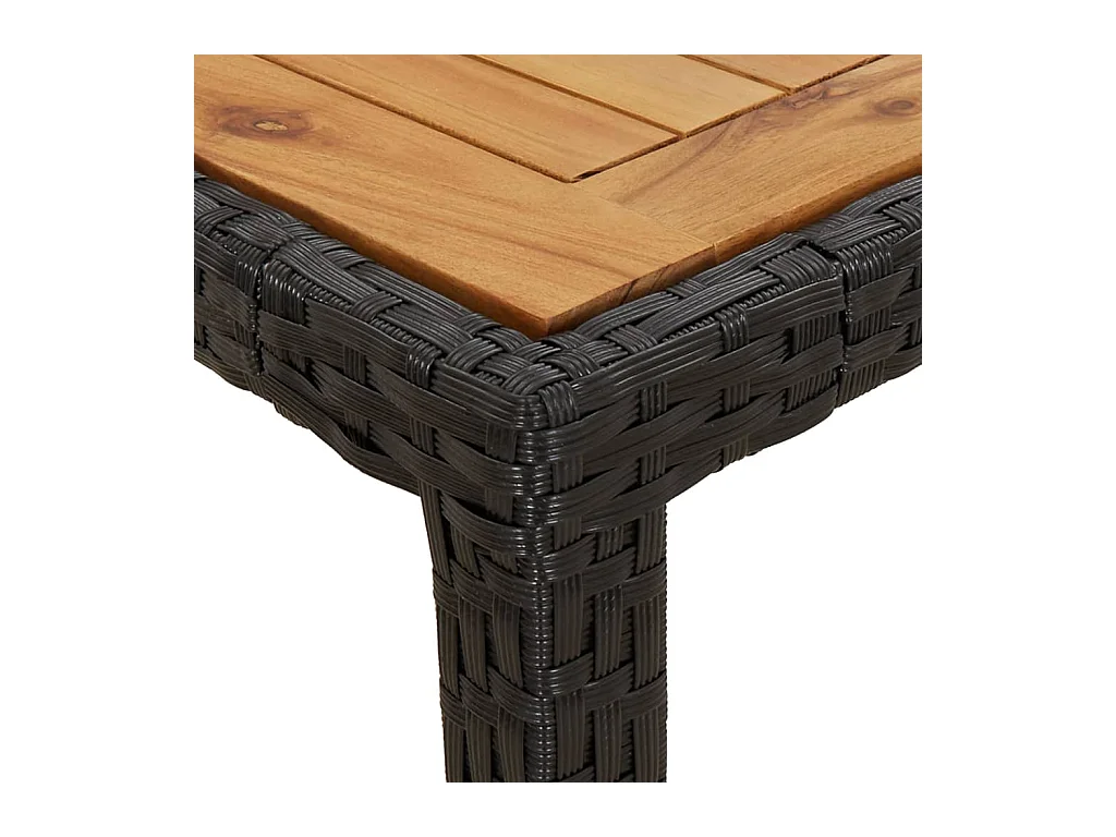 Table de jardin 190x90x75 Résine tressée et bois acacia Noir