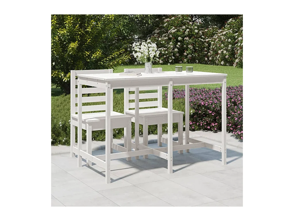 Table de jardin blanc 159,5x82,5x110 bois massif de pin