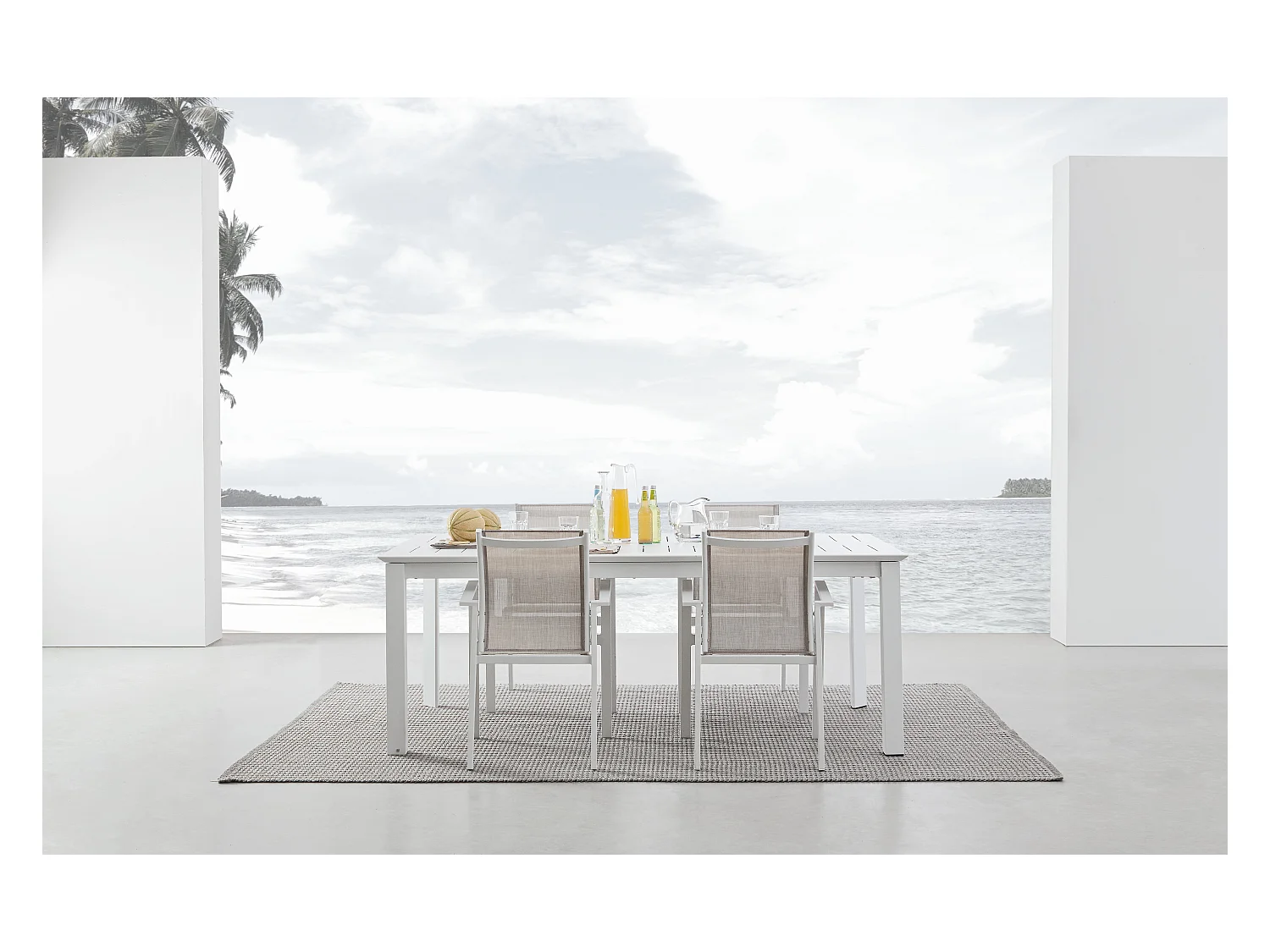 Table extensible de jardin carrée aluminium blanc Koni 110-160cm