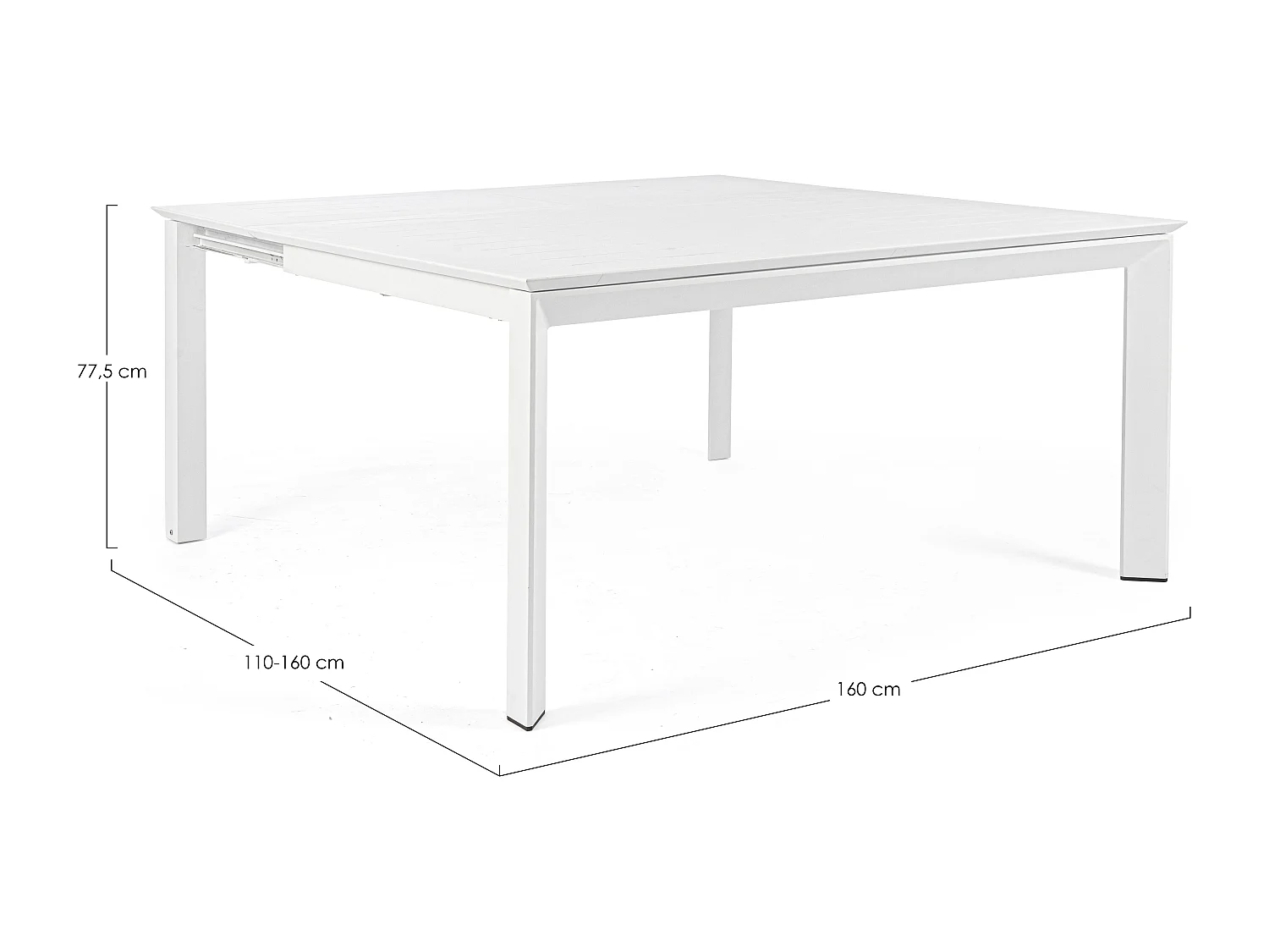 Table extensible de jardin carrée aluminium blanc Koni 110-160cm