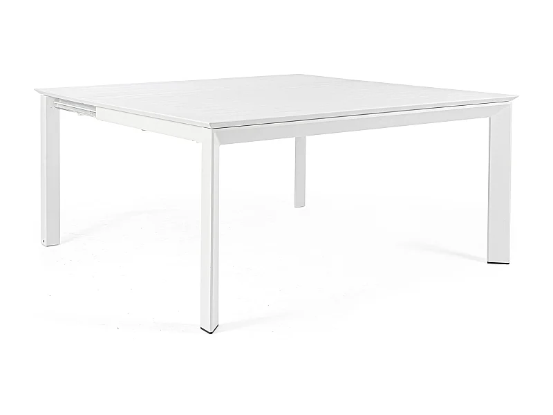 Table extensible de jardin carrée aluminium blanc Koni 110-160cm